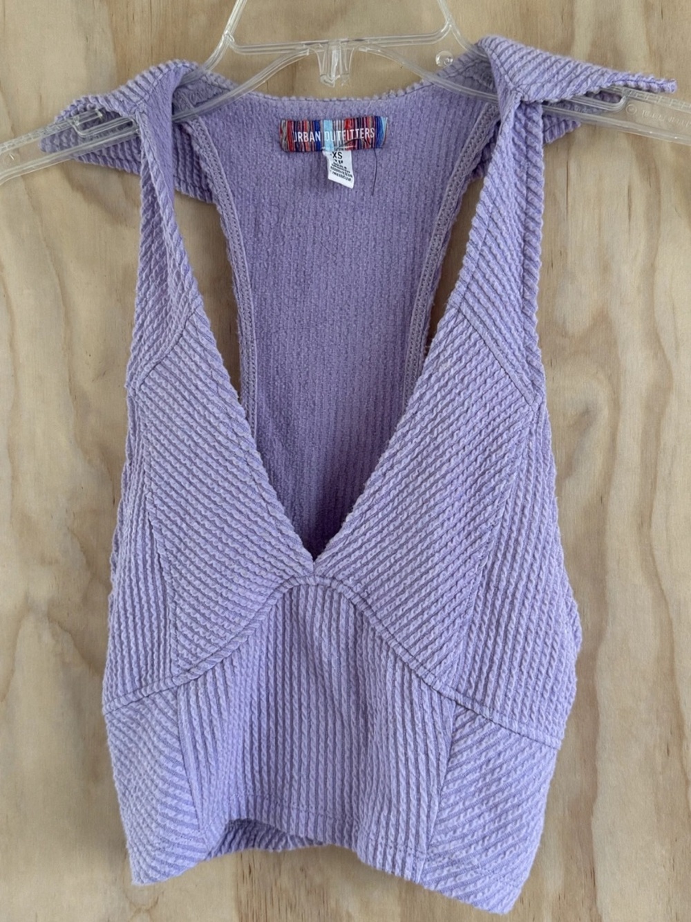 Urban Outfitters Lavender Ribbed Deep V Crop Top XS